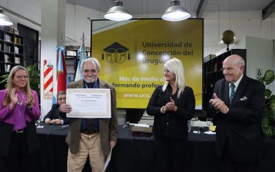 Entregaron una distinción Dr. Honoris Causa al periodista Marcelo Moreno y se firmó un acuerdo entre universidades